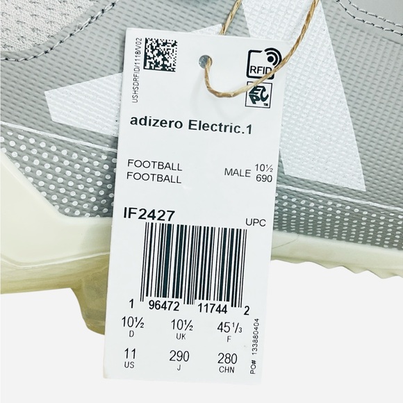 Adidas Adizero Electric.1 Gray/Silver IF2427 Football Cleats Shoes Men’s Size 11 - Picture 11 of 11